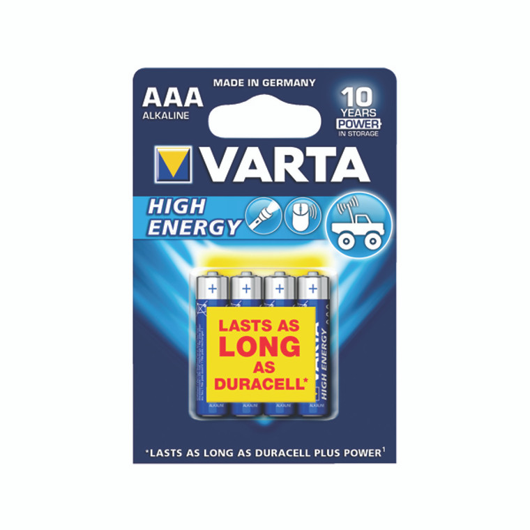 VR74766 Varta AAA High Energy Battery Alkaline Pack 4 4903620414