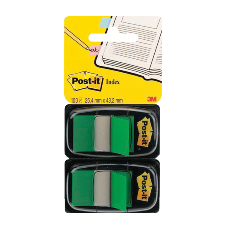 3M92057 Post-it Index Tabs Dispenser with Green Tabs Pack 2 680-G2EU