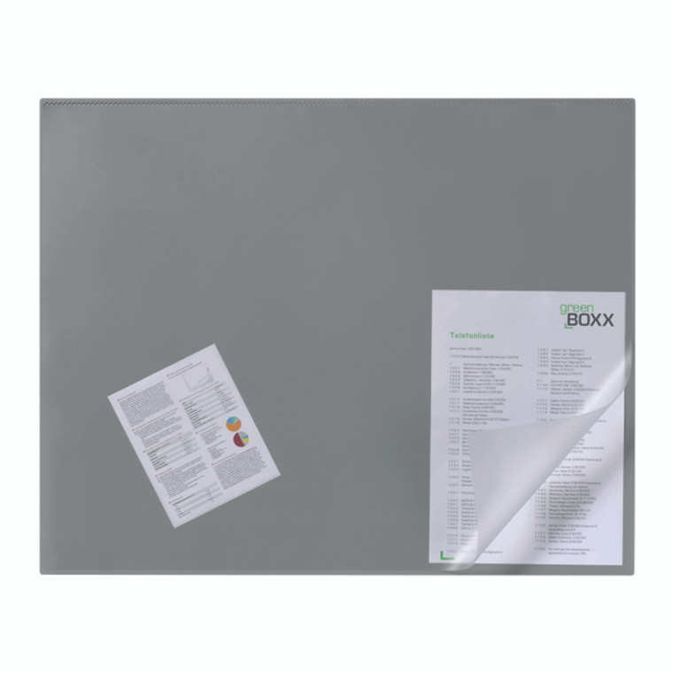 DB71304 Durable Desk Mat with Transparent Overlay 650 x 520mm Grey 720310