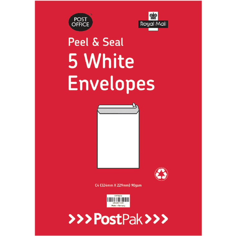 POF27429 Envelopes C4 Peel Seal White 90gsm Pack 200 9731232