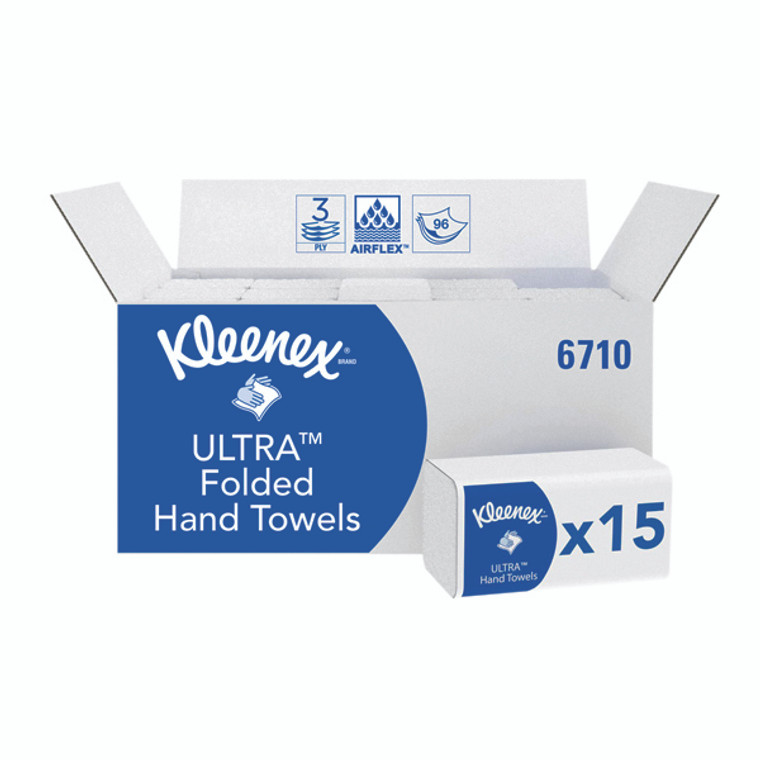 KC05148 Kleenex Ultra Soft Hand Towels 3Ply White Pack 15 6710