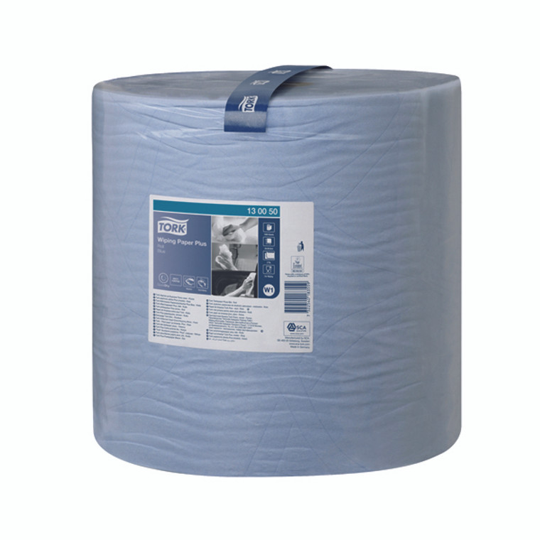 SCA18355 Tork W1 Wiping Paper Plus 2-Ply Blue 130050