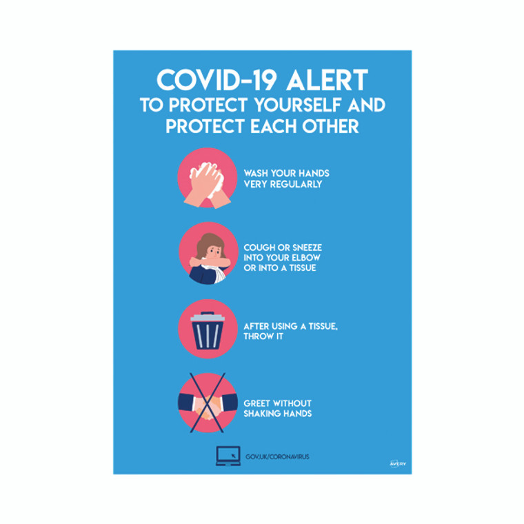 AV14206 Avery Virus Prevention Label 420x297mm A3 Pack 2 COVVPA3