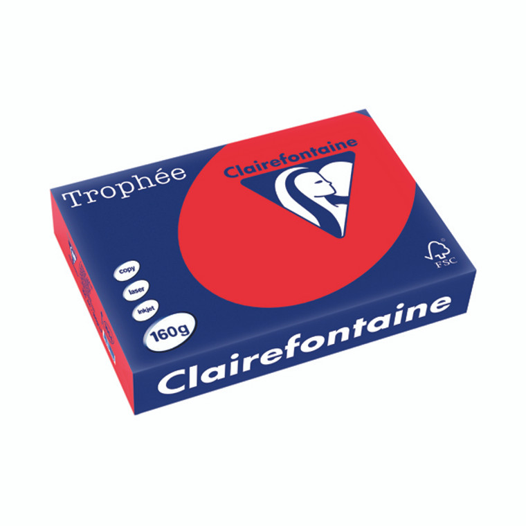 CFP1004C Trophee Card A4 160gm Coral Red Pack 250 1004C