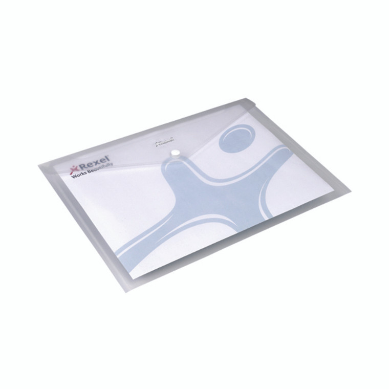 RX18957 Rexel Ice Popper Wallet Folder Landscape A4 Clear Pack 5 2101660