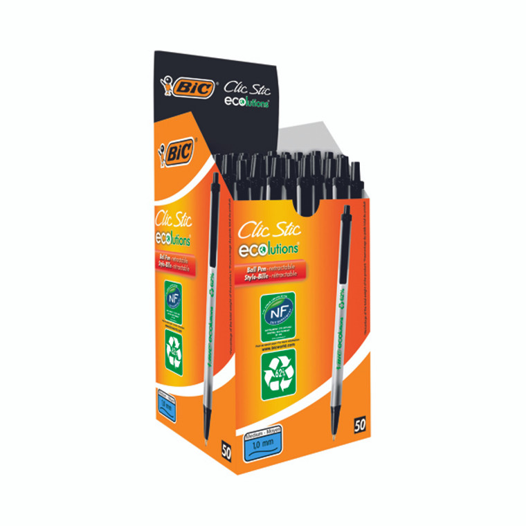 BC17588 Bic Ecolutions Clic Stick Black Pack 50 880