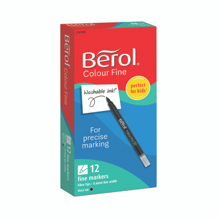 BR41503 Berol Colour Fine Markers Black Pack 12 2141503