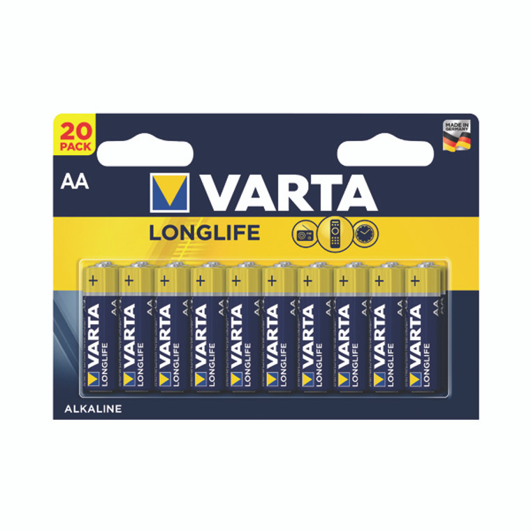 VR88237 Varta Longlife AA Battery Pack 20 04106101420