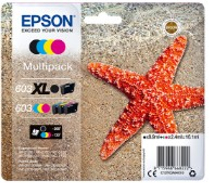 Epson C13T03A94010 603XL/603 Ink Cartridge multi pack (Starfish), 8,9ml + 3x2,4ml, Pack qty 4