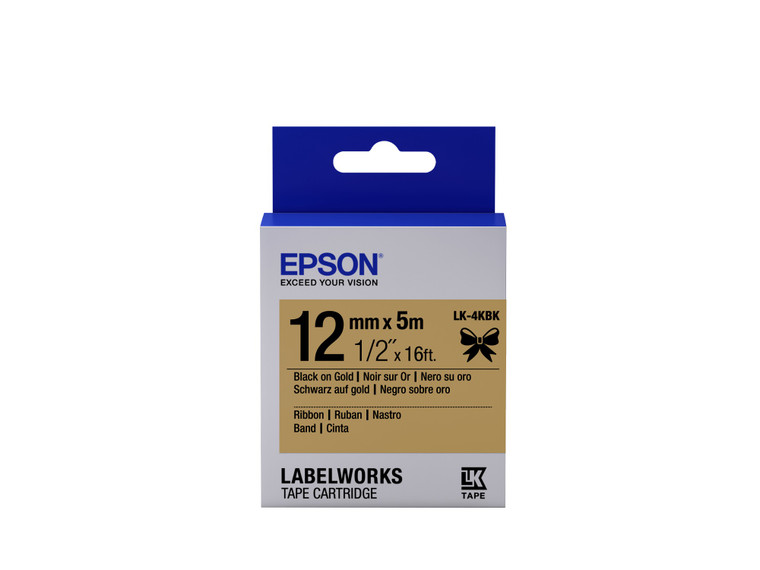 Epson C53S654001 LK-4KBK Ribbon Black on Gold 12mm x 9m