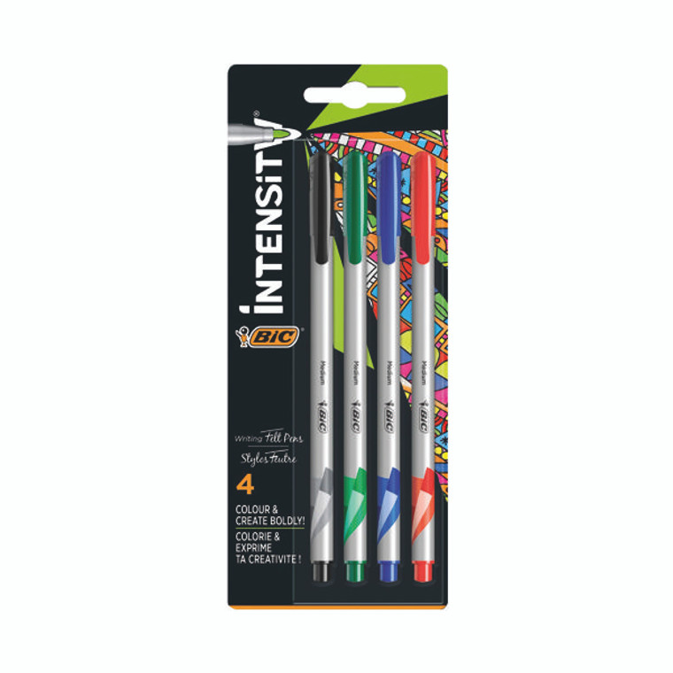 Bic Intensity Fineliner Pen Medium Tip Assorted (Pack of 4) 964824