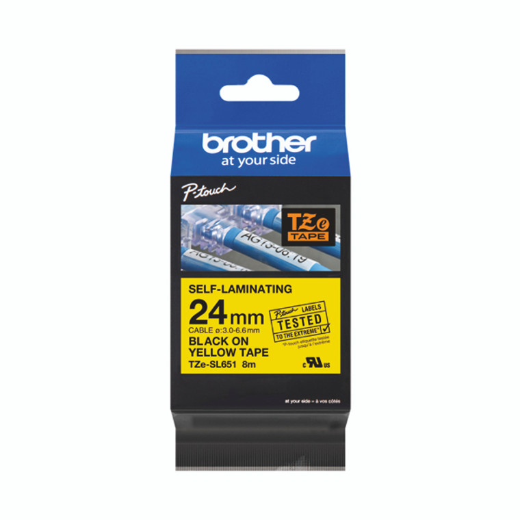Brother P-Touch 24mm Black on Yellow Labelling Tape TZE-SL651