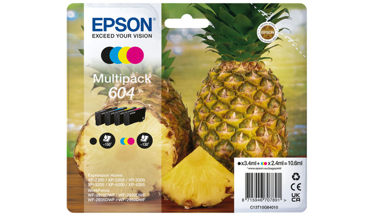 Epson C13T10G64010 604 Ink Cartridge Multipack BkCMY 150pg + 3x130pg Pack of 4