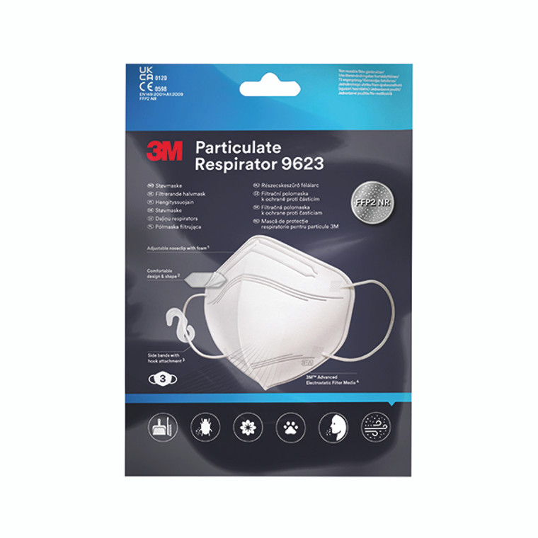 3M FFP2 NR Particulate Respirator Vertical Fold Flat (Pack of 3) 9623