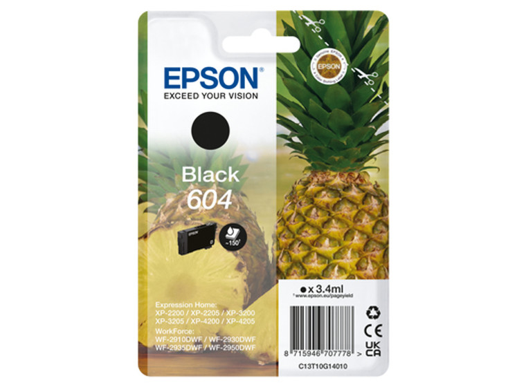 Epson C13T10G14010 604 Black Ink Cartridge 150 pages 34ml