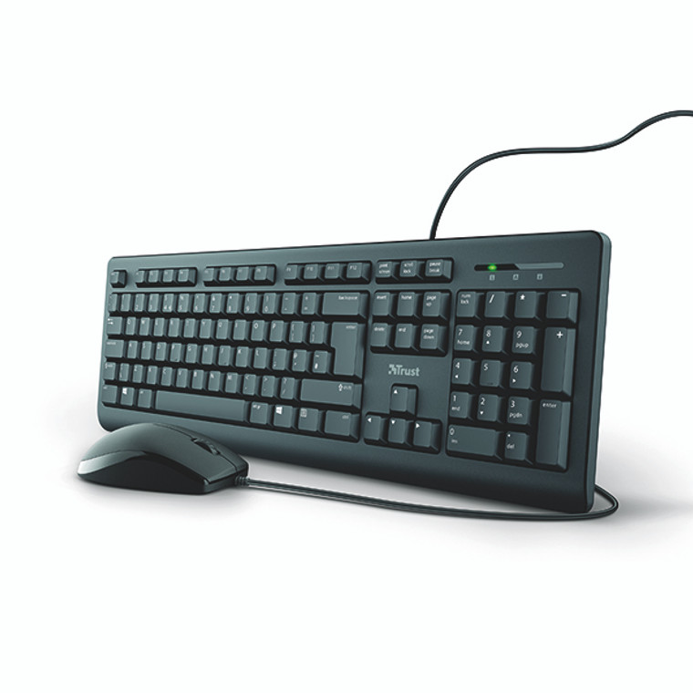 Trust TKM-250 Wired Keyboard And Mouse Set Black UK 23979