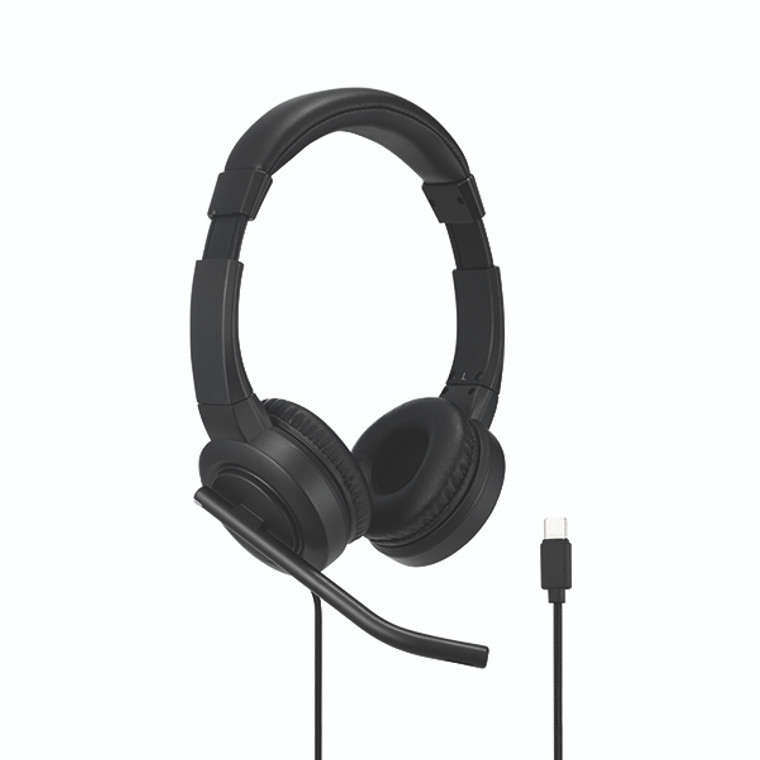 Kensington H1000 USB-C On-Ear Headband Wired Headset Black K83450WW