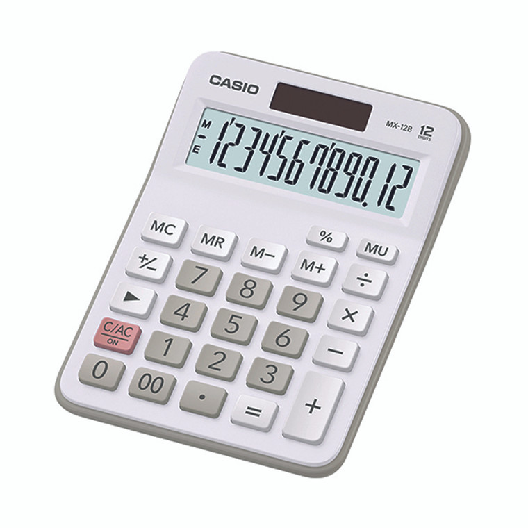Casio MX-12B 12 Digit Desktop Calculator Large LC Display White MX-12B-WE
