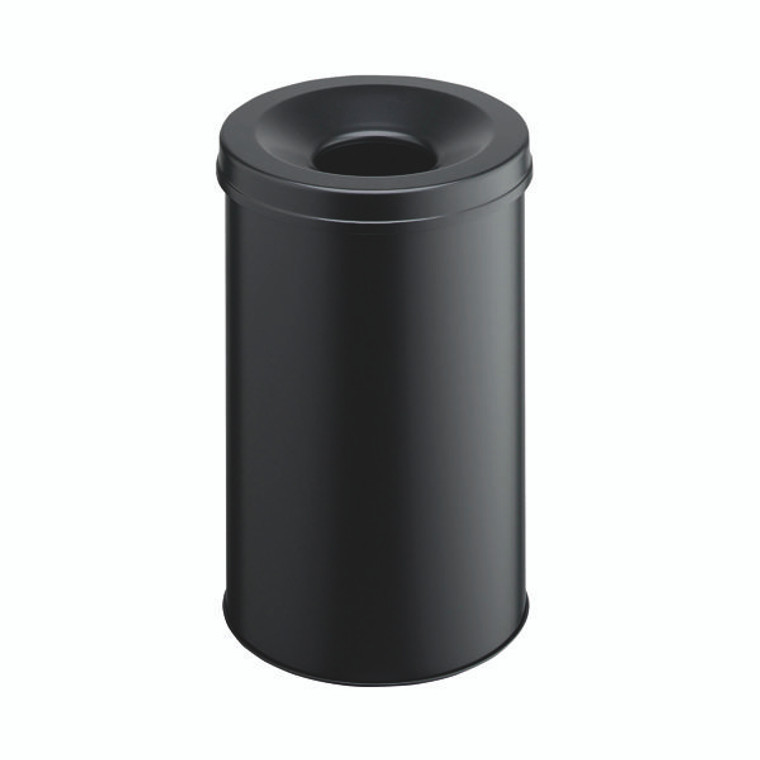 Durable Metal Waste Bin with Fire Extinguishing Lid 30 Litre Black 330601