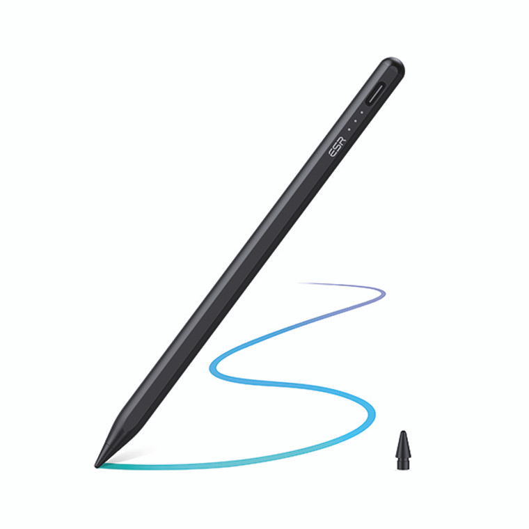 ESR Digital Magnetic Pencil with Tilt Sensitivity Synthetic Resin Nib for iPad Black 6C002