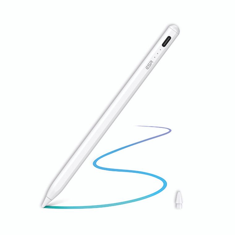 ESR Digital Magnetic Pencil with Tilt Sensitivity Synthetic Resin Nib for iPad White 6C001