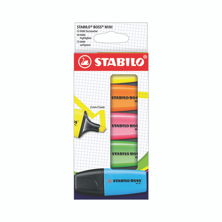 Stabilo Boss Mini Highlighter Pens Card Wallet Assorted (Pack of 5) 07/5-2-01