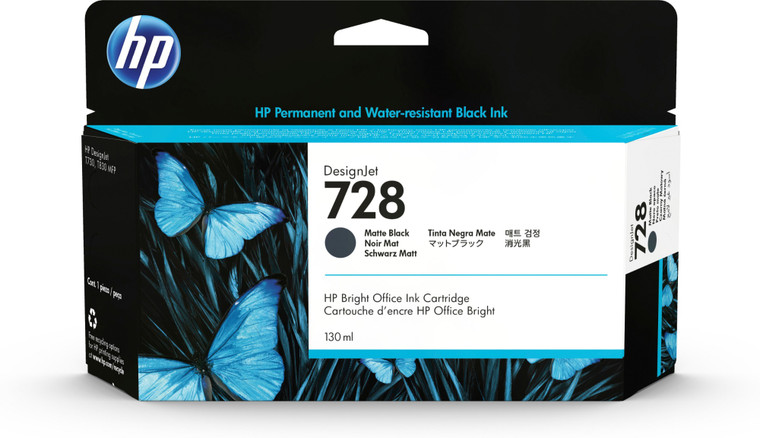 HP 3WX25A 728 Matte Black Ink Cartridge 130ml