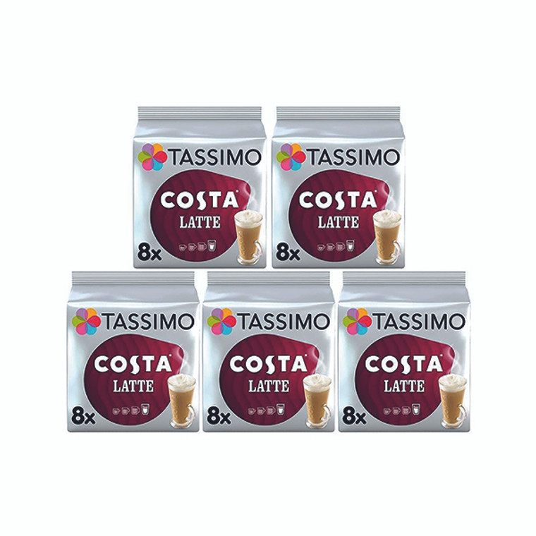 Tassimo Costa Latte Coffee 16 Pods x5 Pack Pack of 80 4056534