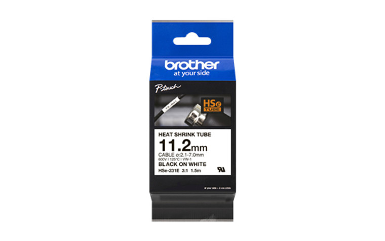 Brother HSE231E Black on White Printer Ribbon