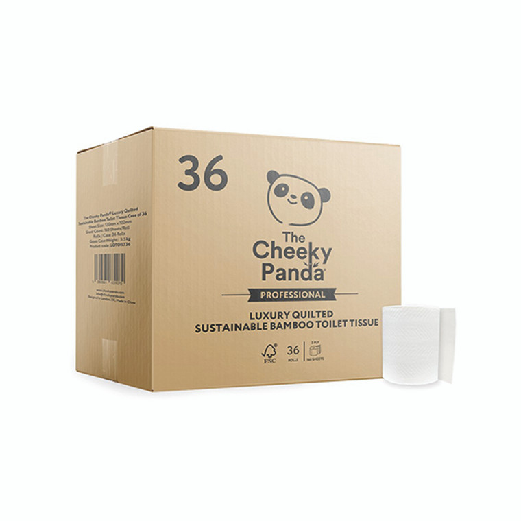 Cheeky Panda Professional 3-Ply Bamboo Toilet Tissue Quilted 160 Sheet (Pack of 36) LQTOILT36