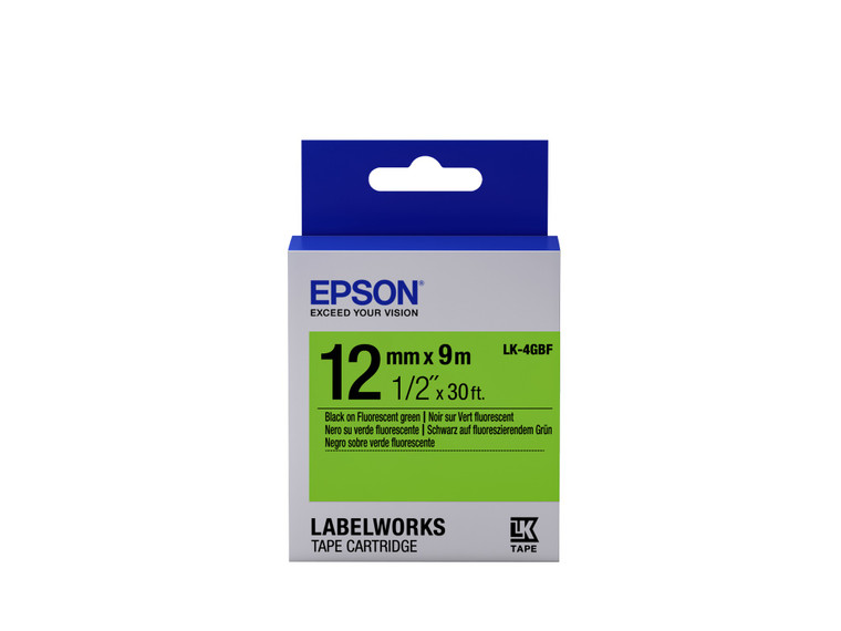 Epson C53S654018 LK-4GBF Black on Green 12mm x 9m