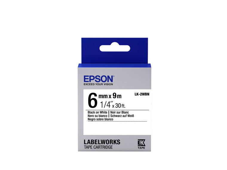 Epson C53S652003 LK-2WBN Ribbon Black on White 6mm x 9m