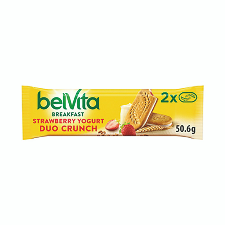 belVita Breakfast Strawberry and Yogurt Duo Crunch Bars 50.6g (Pack of 18) 683215
