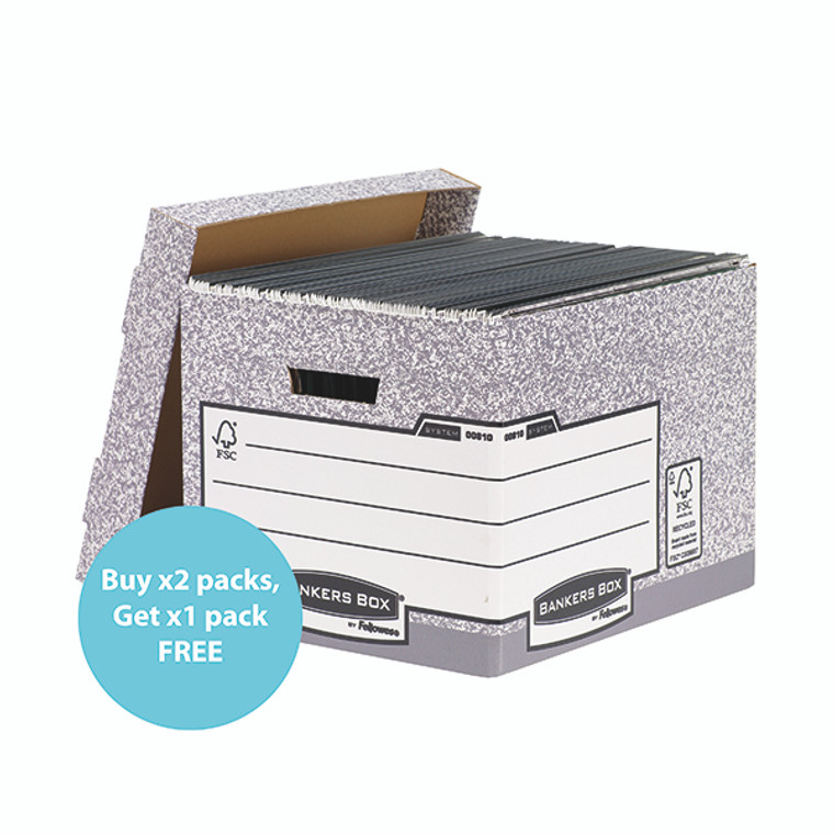 Fellowes Bankers Box System Storage Box Grey (Pack of 10) 3 FOR 2