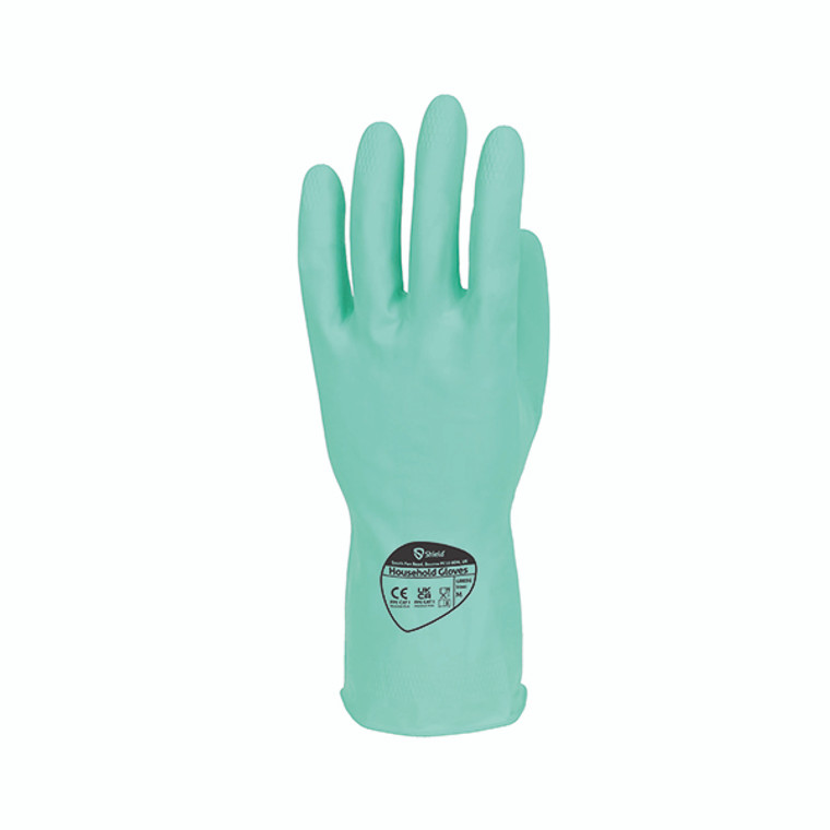 Shield Rubber Household Gloves 0.33mm 30cm Pairs Medium Green (Pack of 12) GR03G12