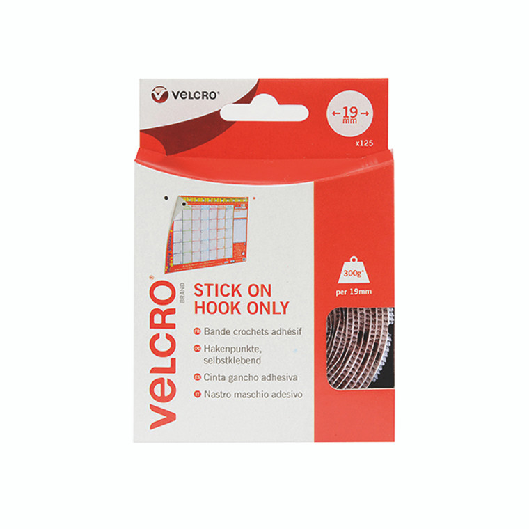 Velcro Stick On Coins Hook Only 19mm White (Pack of 125) VEL-EC60233