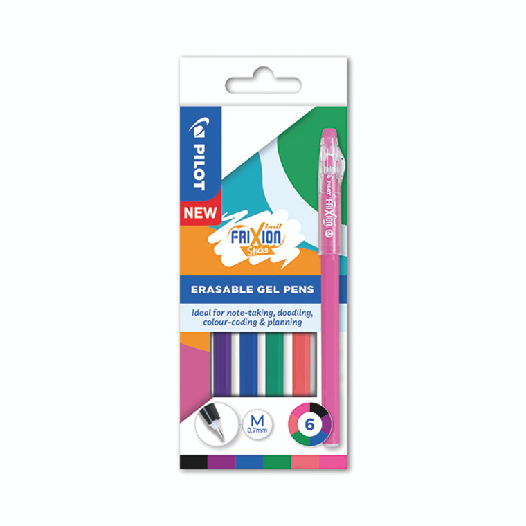 Pilot FriXion Ball Stick Erasable Gel Pens Wallet Assorted (Pack of 6) 5012052061965