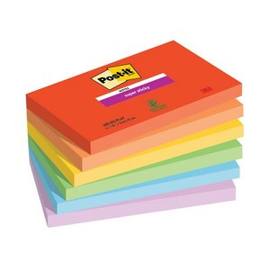 Post-It Super Sticky Notes 90 Sheets 76x127mm Playful Colours Assorted (Pack of 6) 655-6SS-PLAY