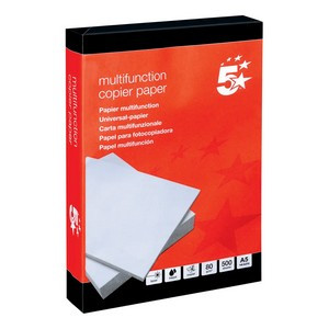 5 Star A5 Copier Paper Multifunctional 80gsm White Ream-Wrapped (Pack of 10) 937999