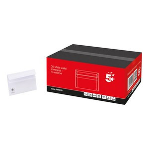 5 Star Recycled C6 Wallet Envelope Self Seal Lightweight 114x162mm White (Pack of 1000) H90019