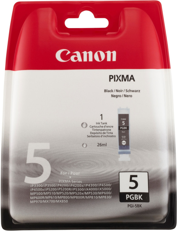 Canon 0628B029/PGI-5BK Black Ink Cartridge pigmented Blister Acustic Magnetic 505 pages 26ml
