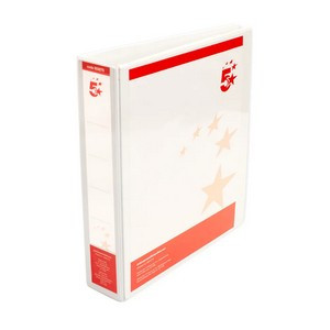5 Star 2D-Ring Presentation Ring Binder A4 Polypropylene 38mm White (Pack of 10) 933070