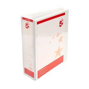 5 Star 4D-Ring Presentation Ring Binder A4 Polypropylene 65mm White (Pack of 10) 933112