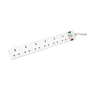 5 Star 6-Gang Surge Protection Extension Lead 2m White FS668151