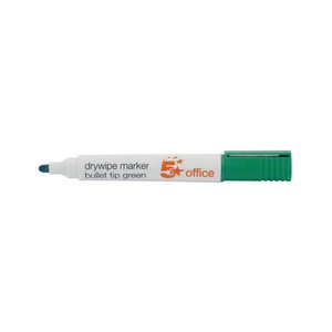 5 Star Drywipe Marker Bullet Tip Xylene/Toluene-free 3mm Line Green (Pack of 12) 296158