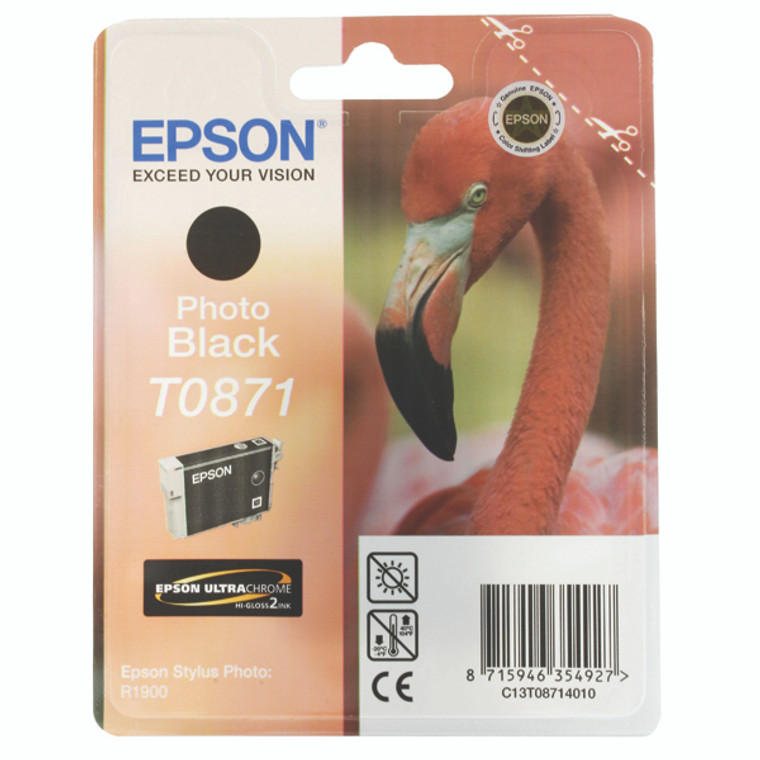 T08714010 Epson C13T08714010 T0871 Photo Black Ink Cartridge Flamingo