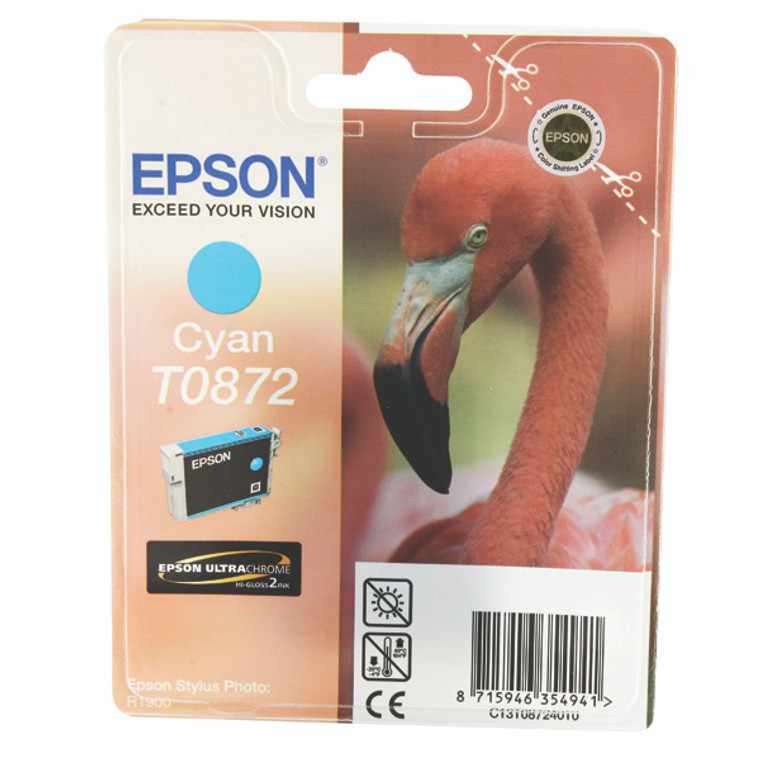 T08724010 Epson C13T08724010 T0872 Cyan Ink Cartridge Flamingo