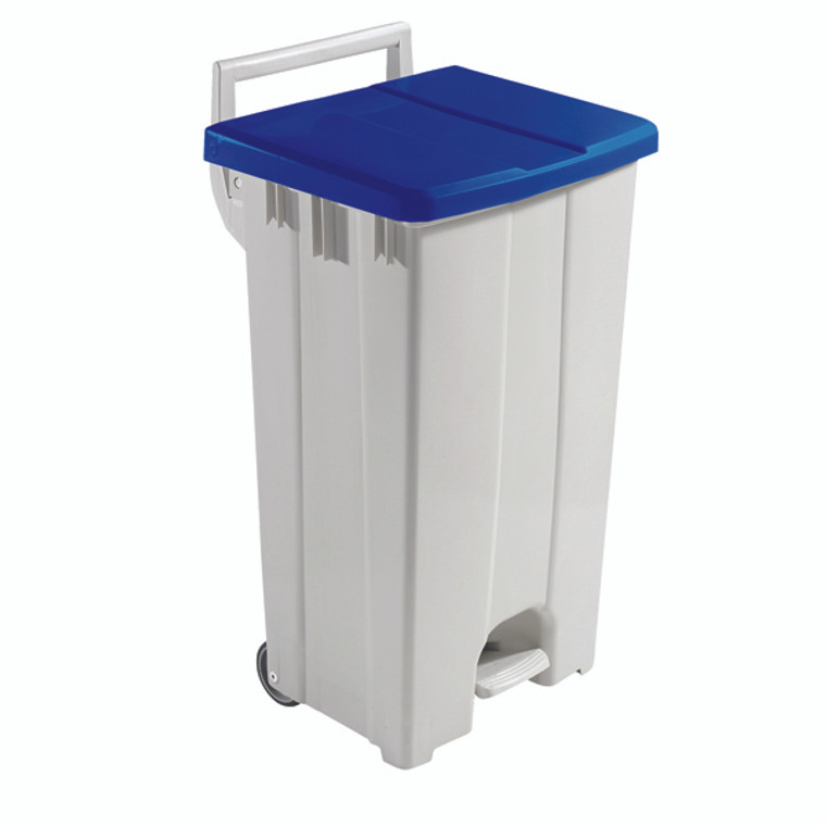 SBY16300 Grey 90 Litre Plastic Pedal Bin With Blue Lid 357003