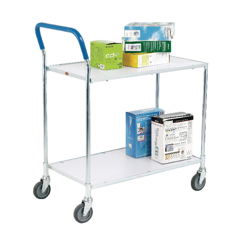SBY21095 Metallic Grey White Zinc Plated 2 Tier Service Trolley 375424