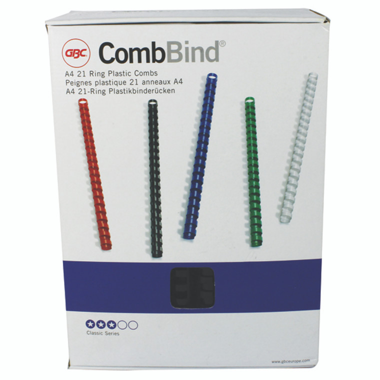 GB21682 GBC CombBind Binding Combs 22mm Black Pack 100 4028602